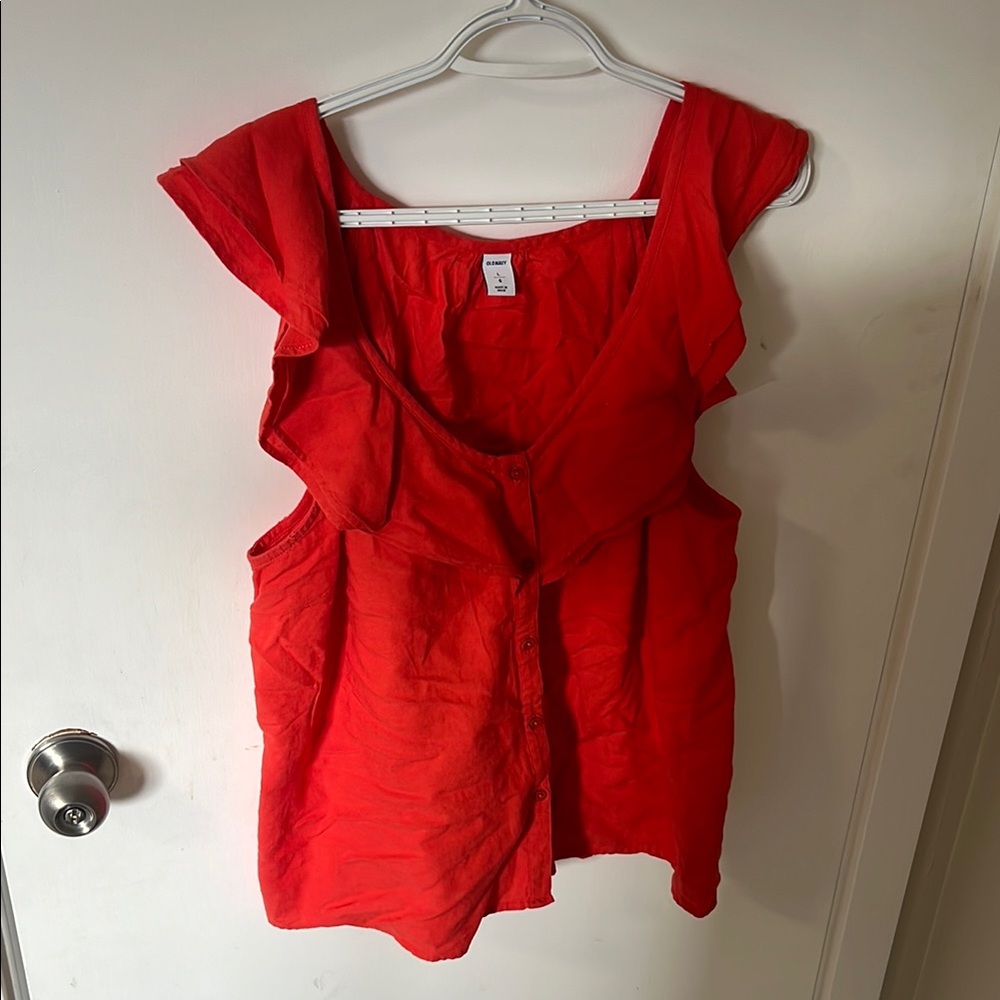 Red Ruffled Women's Top